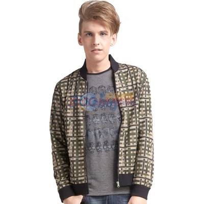 馬克華菲男裝白色、土黃2色竹條編制時尚夾克 7113010701 卡其色 XXL圖片